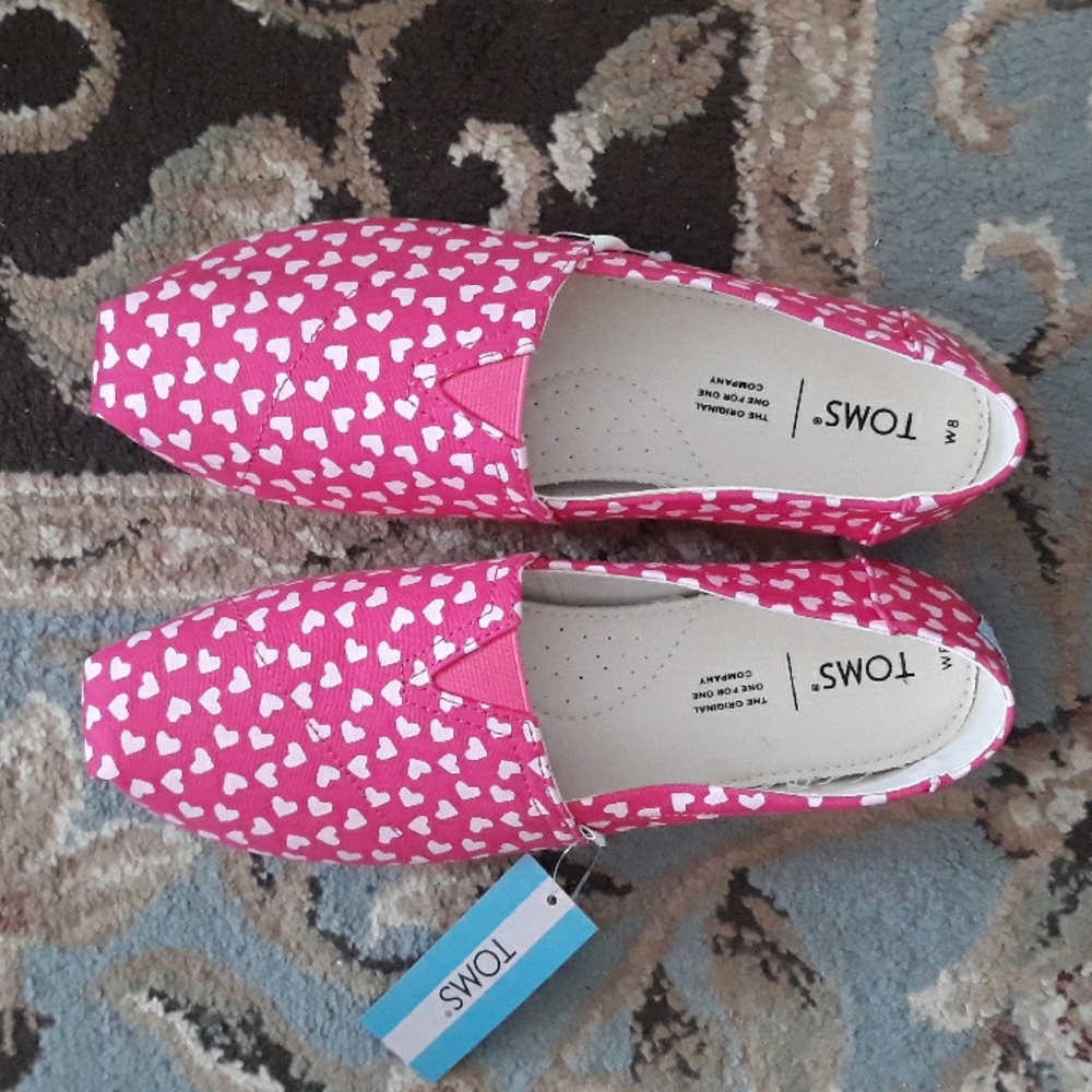 5x*Host Pick*Toms Belmont Raspberry Hearts shoes - Picture 4 of 16